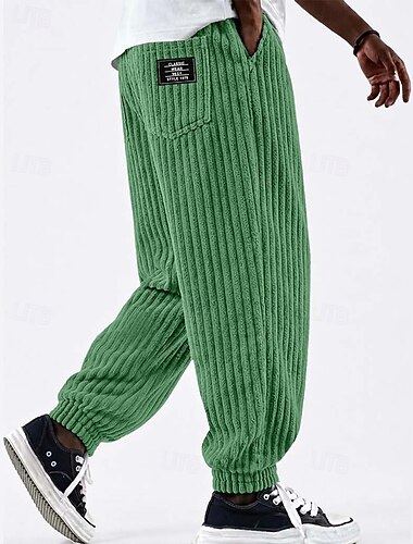  Per uomo Pantaloni Pantaloni in velluto a coste Pantaloni invernali Pantaloni casual Coulisse Polsino elastico Tinta unica Comodità Confortevole Lunghezza intera Casuale Quotidiano All'aperto Moda
