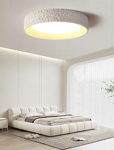  Plafoniera a filo soffitto, lampada moderna da 16'' a filo soffitto con paralume in resina, plafoniera semi-incasso a 1 luce, lampada a tamburo in stile rustico per camera da letto e soggiorno