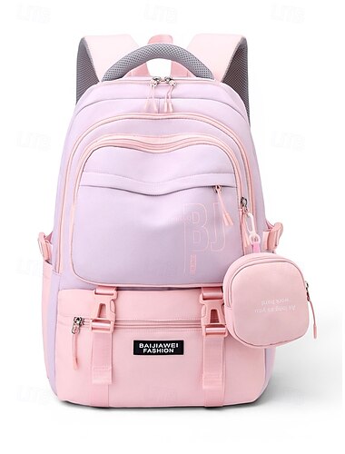 Mochila grande para estudantes adolescentes &Mochila escolar masculina de poliéster com vários bolsos e alça para encaixar em malas de rodinhas, mochila leve para viagens, ideal para o ensino médio e