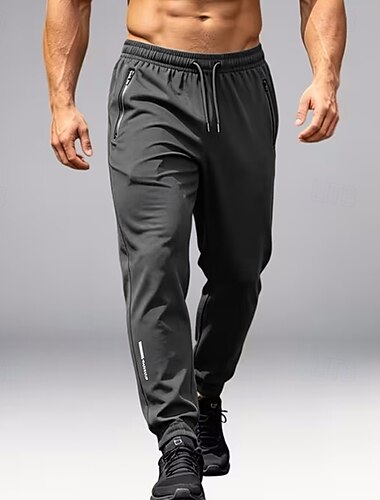  Herren Jogginghose Jogger Hose Freizeithose Schnelltrocknende Hose Kühlhosen Kordelzug Elastischer Bund Reißverschlusstasche Einfarbig Leicht Feuchtigkeitsableitend Volle Länge Lässig Täglich