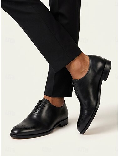  Zwarte leren herenschoenen met vetersluiting – tijdloos design met een elegante afwerking, perfect voor bruiloften, zakelijke gelegenheden en speciale momenten.