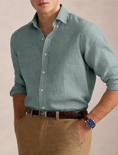  Per uomo Camicia Camicia elegante Camicia Oxford Camicia con Bottoni Blocco di colori Casuale Quotidiano Rosso Viola Arancione Verde Manica Lunga Collo ripiegato Primavera & Estate Estate