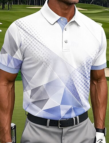 Voor heren Meetkundig Golf Sport Poloshirts Korte mouw Poloshirt Overhemden met kraag Casual Sportkleding Alledaagse kleding 3D-afdrukken Knop Zomer Lente blauw Meerblauw Rood