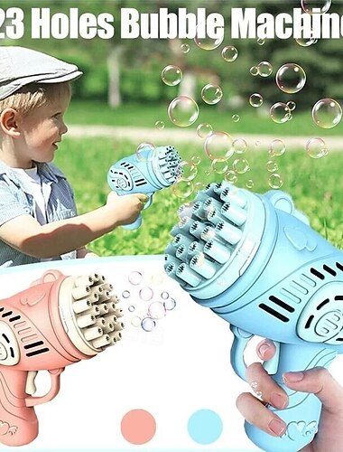  Macchina spara bolle automatica a 23 fori per bambini, soffiatore di bolle elettrico per i più piccoli, giocattolo estivo da esterno per feste di compleanno, matrimoni e giardino, fabbricatore di