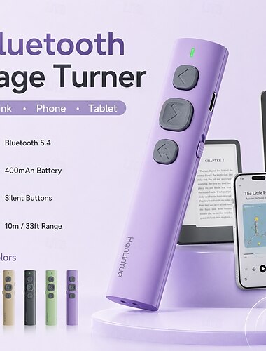  bluetooth lapozó Kindle e-könyv olvasóhoz iPhone-hoz iPad-hez Androidhoz, csendes távirányító TikTok görgetéshez &olvasás, bluetooth 5.4 újratölthető vezeték nélküli klikker 400 mAh akkumulátorral, 33