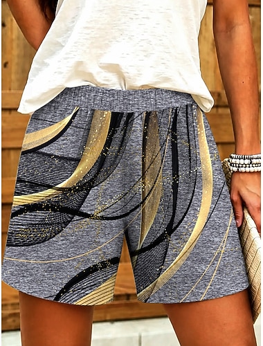  Dames Chinese Korte broek Vakantie Vintage oma-stijl aan de kust Korte Medium Taille Grafisch Abstract Meetkundig Afdrukken Comfort Inelastisch Dagelijks Buiten Vakantie Rood Oranje Grijs Zomer Lente