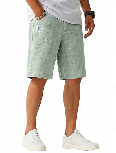  Per uomo Shorts Shorts di Lino Pantaloncini Estivi Pantaloncini casual Coulisse Elastico in vita Semplice Leggero Traspirante Lunghezza al ginocchio Quotidiano All'aperto Ferie Vacanza Moda Blu Bianco