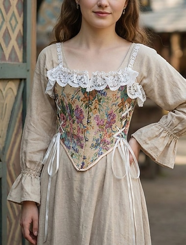  Médiéval Renaissance Cottagecore Corset Corset Serre Taille Corsage Bretelles Fines Fée À lacets Fleuri Dentelle Déguisement Femmes Fantaisie Halloween Carnaval Décontracté Quotidien Foire de la