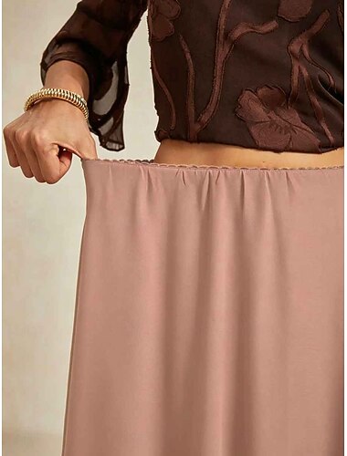  gonna in chiffon da donna elegante maxi gonna a vita alta asimmetrica elastico in vita fluida non elasticizzata casual quotidiano matrimonio invitata rosa cipria estate