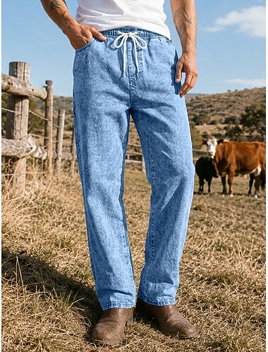  Miesten Housut Rennot housut Kesähousut 100% Cotton Roikkuvat housut Kurenauha Joustava vyötärö Suora jalka Tavallinen Mukavuus Hengittävä Täyspitkä Kausaliteetti Päivittäin ulko- Loma Muoti