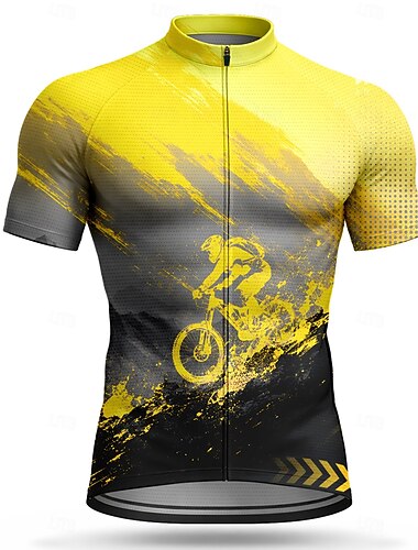  Da uomo Maglia da Ciclismo Geometrico Manica Corta Bicicletta Maglia Top con 3 tasche posteriori Resistente ai Raggi UV Asciugatura Rapida Con tasche Traspirabilità Gli sport Blu Giallo Viola