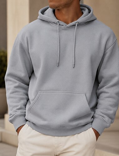  herrluvtröja french terry basic luvtröja ljusgrå svart
