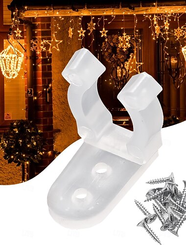  20 a 200 peças de clipes de 1/2 polegada, aplicáveis para cordões de luz LED de 10 a 15 mm, com 40 a 400 parafusos para fixação de cordões de luz LED externos em PVC, ideais para Natal e casamentos.