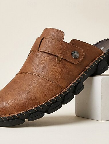  Herrbruna muleloafers slip-on lätta komfortskor mjuka vardagsskor för dagligt bruk, resor, bilkörning och avslappnad helgstil