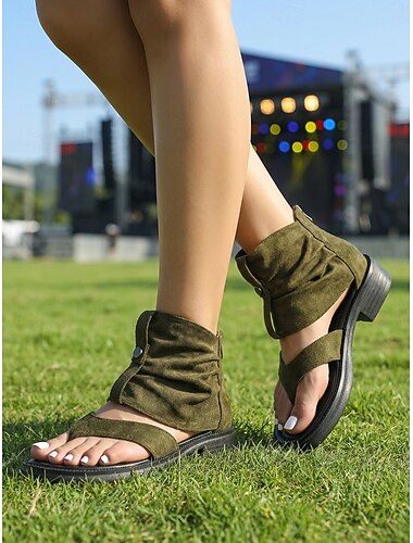  Sandali gladiatore boho da donna - sandali alti con cinturini e fibbia, con comoda zeppa spessa, ideali per festival musicali all'aperto e concerti estivi.