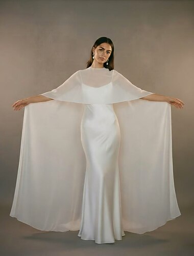  Estolas Femininas Envoltórios da mãe Agasalhos de noiva Envelopamentos de convidados de casamento Capa Elegante senhoras Estilo Formal Sem Manga Chiffon Estolas de Casamento Com Cor Pura Para Diário