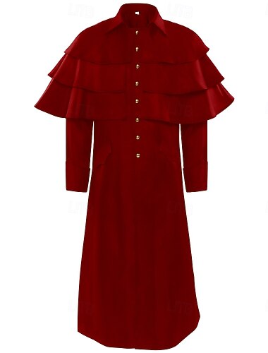  Punk & Gotico Medievale Rinascimento Cappotto Abbigliamento esterno Principe Nobile Tinta unita Costume Per uomo Feste Performance Festival Adulti Cappotto