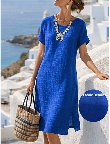  Per donna Mini Abito Vestito T-Shirt Abito Estivo Casual Quotidiano Vestibilità comoda Semplice Manica Corta Girocollo Blu Verde chiaro Rosa scuro Rosso Estate Primavera