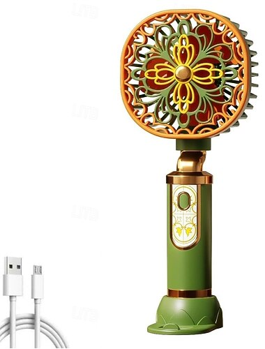  3-i-1 retro bærbar håndholdt vifte &Bordvifte med telefonholder, 3 hastigheter 1200mah oppladbar mini personlig vifte, reiseartikler for strandferie