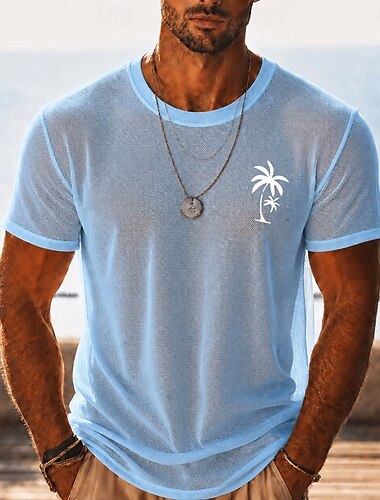  Voor heren Effen Kleur T-shirt Korte mouw T-shirt 3D-afdrukken Strakke ronde hals Overhemd Modieus Casual Straat Feestdagen blauw Zwart Wit Zomer Lente Kleding S M L XL XXL