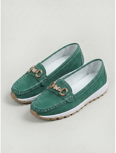  Roze instappers voor dames met gouden gesp met strasssteentjes - comfortabele casual mocassins met ronde neus en antislipzool, geschikt voor casual kantoor en reizen. &dagelijkse kleding