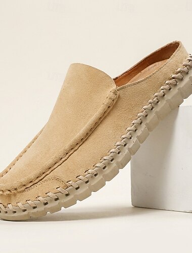  Herrloafers i mocka, slip-on-skor för bilkörning, mjuk, flexibel sula, bekväma skor för dagligt bruk, resor, utomhusbruk