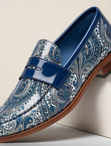  Per uomo Affari Vernice Confortevole Antiscivolo Traspirante Slip-on Blu Estate Primavera Tutte le stagioni