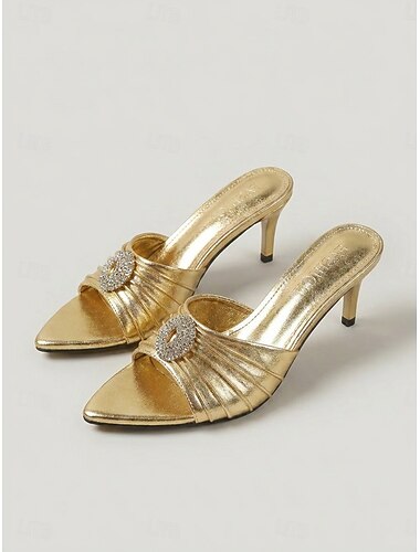  Per donna Feste Serate al resort Strass Metallo Stiletto Punta a Punta Moda Finta Pelle Mocassino Argento Oro
