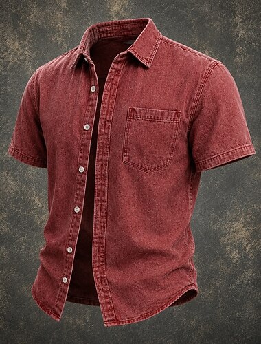  camicia da uomo softfade™ camicia casual camicia con bottoni camicia lavaggio acido capo tinto nero bianco bordeaux blu navy verde militare manica corta camicia semplice colletto casual quotidiano