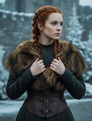 Retro Vintage Medieval Renascentista Enrole Vikings Ranger Fantasia Mulheres Viking Dia Das Bruxas Carnaval Baile de Máscaras feira renascentista LARP Adulto Capa