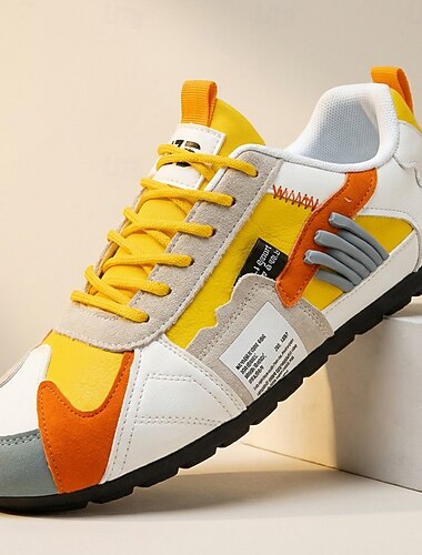  Baskets basses colorblock pour homme, chaussures de marche décontractées à lacets, style sport rétro pour les voyages, les activités de plein air et le quotidien.