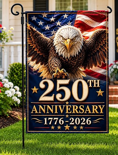  Bandiera da giardino per il 250° anniversario degli Stati Uniti 1776-2026, striscione patriottico per esterni per compleanno americano, per cortile, prato, portico o decorazione per il giorno