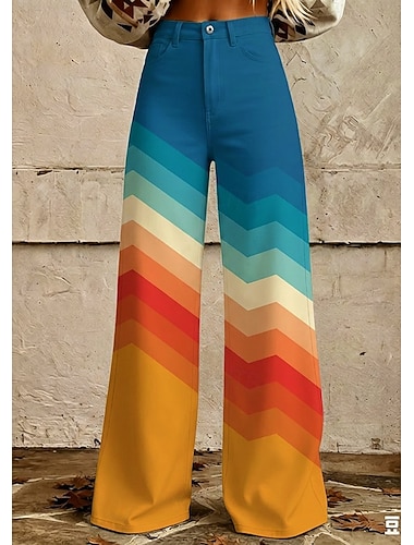  Retro / vintage Bohem 1970erne Bukser Bukser med brede ben Hippie Disk Høy Midje Blomstret Fuskejeans-stil Kostyme Dame Halloween Karneval musikk festival Pride-parade Retro-temafest Voksne Bukser