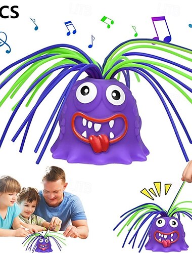  2 mostri urlanti giocattolo con suono, divertenti giocattoli antistress sensoriali da tirare per bambini e adulti, gioco interattivo per famiglie, mostro viola antistress regalo scherzoso, bomboniere