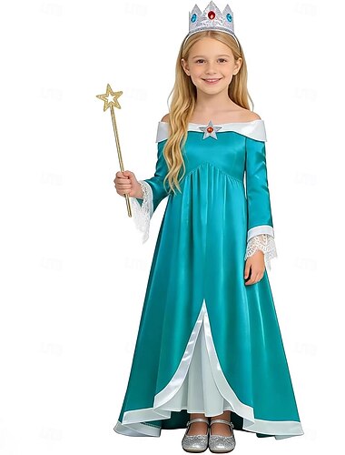  Rörmokare videospel Galaxprinsessa Stjärnprinsessa Stjärnprinsessa Klänningar Finkostym Flickor Barn Halloween Karnival Fest Comic Con