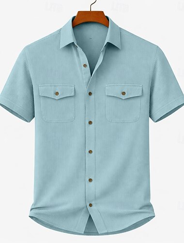  Herr Skjorta Casual skjorta Manchesterskjorta Knapp upp skjorta Svart Vit Gul Marinblå Brun Kortärmad Slät Tröjkrage Ledigt Dagligen Framficka Kläder Elegant Mode Ledigt