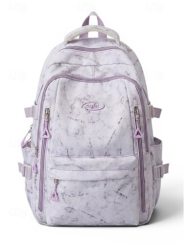  Sac à dos scolaire esthétique pour adolescentes, grand format, multi-poches, imprimé marbre, idéal pour le collège, le lycée, l'université, la rentrée scolaire et les voyages.