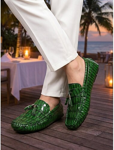  Mocassini da guida verdi da uomo - scarpe casual slip-on leggere e comode - calzature eleganti per le serate in località balneari, ideali per cene in vacanza, relax al mare e uno stile smart casual.