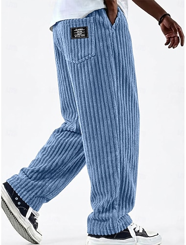  Homme Pantalons Pantalon en velours côtelé Pantalon d'hiver Pantalon décontracté Cordon de serrage Jambe Droite Couleur Unie Confort Longueur complète Occasionnel Quotidien Extérieur Mode Style