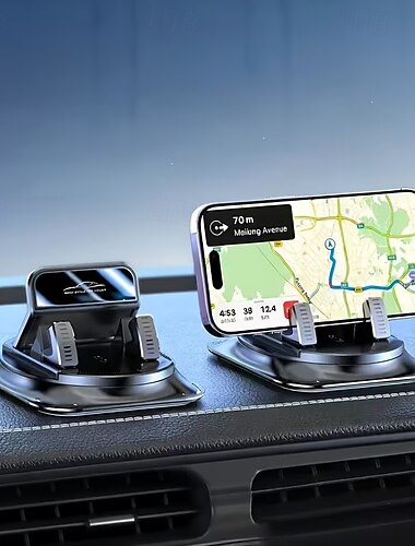  Suporte para celular para painel de carro (2 unidades), suporte giratório de 360° e ajustável para GPS veicular com clipe de mola autoajustável para fácil uso com uma só mão, ideal para uso no carro,