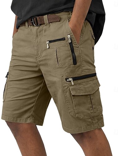  Homme Pantalon cargo Shorts cargo Shorts Short décontracté Avec Poches Taille Élastique Uni Longueur mollet Occasionnel Extérieur Vêtements de rue Mode Streetwear Noir Orange Non Elastique