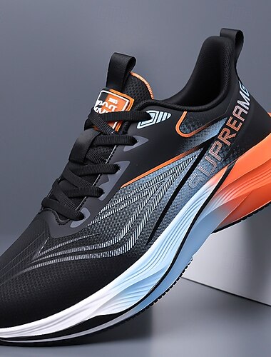  Scarpe da corsa da uomo nere e arancioni - scarpe sportive traspiranti e leggere - scarpe da ginnastica ammortizzate per uomo, ideali per corsa, allenamenti in palestra, camminata e fitness all'aperto.
