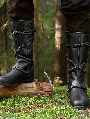  Medievale Rinascimento Scarpe A stivale Stivali al ginocchio Pirata Vichingo Crociato Semplice Costume Per uomo Celtico Costumi da pirata Halloween Mascherata Festa & Sera LARP Fiera Rinascimentale