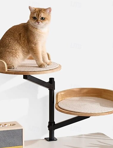  Träjusterbar upp- och nerfällbar förhöjd kattbädd