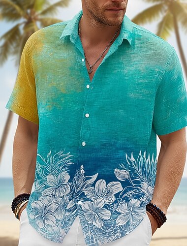  Homme Imprimé Floral Fleurs tropicales Chemise Chemise hawaïenne Chemises tropicales Manche Courte Hawaïen Resort Occasionnel Fête Tenue de plage Été Printemps Col Rabattu Impression 3D Chemises