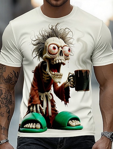  Per uomo Teschio Zombi Maglietta Manica Corta maglietta Stampa 3D Girocollo Camicia Moda Esagerato Casuale Quotidiano Streetwear Blu Bianco Viola Estate Primavera Abbigliamento S M L XL XXL XXXL