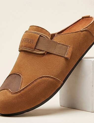  herrsandaler med stängd tå, slip-on-skor med justerbar rem, bekväma sommarskor för stranden, resorten, vardagsbruk