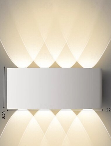  مصباح جداري LED مقاوم للماء بهيكل من الألومنيوم، مقاوم للماء بمعيار IP44، مصباح جداري LED عصري للاستخدام الخارجي، تصميم بسيط، قابل للتركيب لأعلى ولأسفل.