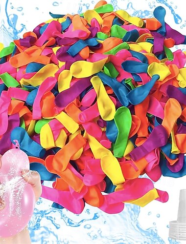 Confezione da 2000 palloncini d'acqua sfusi, palloncini in lattice colorati biodegradabili con bocchette di ricarica per giochi estivi all'aperto, giocattoli per battaglie d'acqua per bambini e