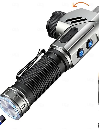  Dobíjecí taktické svítilny s vysokým světelným tokem 1600 lumenů, 2 světelné zdroje, 6 režimů, otočení o 90 stupňů, vodotěsné pracovní světlo s magnetickou základnou pro domácí nouzové situace,